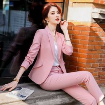 여성정장세트 빅사이즈 면접 여성 매칭 세트 한 정장 키트 2 조각 복장 2023 블 바지 여름 사무실 두 패션