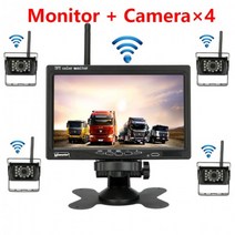 Srnubi-7 인치 무선 트럭 후방 카메라 트럭 버스 LCD RV 트레일러 굴삭기 자동차 모니터 역방향 이미지 12V-24V 후방 캠, CN_With 4 Rear cameras