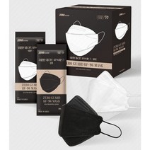 FDA 승인 제로가드 KF94 마스크 화이트 블랙 50매 100매, 화이트 100개