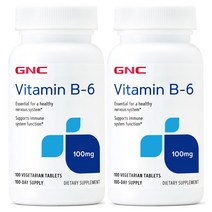 GNC VITAMIN B-6 100 MG VEGETARIAN TABLETS 비타민B6 100정 2개, 2병, 100개