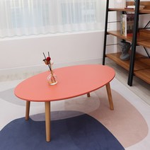 파스텔 카페 원목 사이드 타원 좌식테이블, 그레이