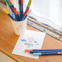 스테들러 캘리그라피 펜 3000 DUO 듀오 수성펜 붓펜, 시안 (37)