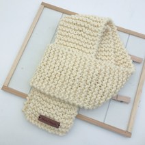 레드콤마 쁘띠목도리뜨기 DIY패키지+대바늘8mm+돗바늘+동영상+라벨 뜨개질 DIY 패키지, 크림, 1개