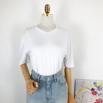 여자 라운드 찰랑 반팔티 루즈핏 레이온 실켓 여성쿨 티셔츠 흰티