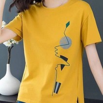 나루니(NARUNI) 심플한로고 중년여성 깔끔한 가벼운 여행티셔츠 나들이티셔츠