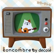 Decole 미니어처 피규어 카페 테마 홈카페 인테리어 데콜 다방 고양이 인형집 장식 선물, 컬러텔레비전