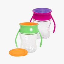 [와우컵] 베이비 트라이탄 2개세트 (컬러선택) /빨대없는빨대컵, 1세트, 클리어그린/클리어블루