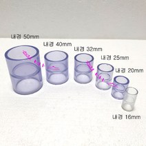 산킹 파이프용 투명 단소켓 커플링 (내경 50mm 40mm 32mm 25mm 20mm 16mm) 일자 소켓