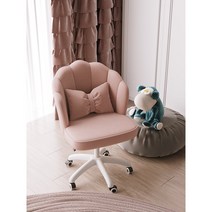 희찬샵 학생의자 나비리본 회전의자 책상의자 홈 컴퓨터 의자 등받이 소녀 귀여운 침실의자 편안한 기숙사 학생 사무실, 핑크