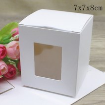 크라프트박스새로운 5Pcs 직사각형 창 상자 6X6/7x 7/8x 8/9x9x 높은 종이 패키지 화이트/크래프트 선물 사, 41 7x7x8cm white