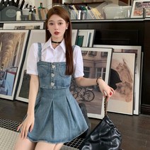 바스락 원피스 쉬폰 플리츠 휴양지 린넨 달콤한 패션 세트 여성 여름 플러스 사이즈 뚱뚱한 소녀 슬리밍 젊은 조끼 작은 사람 고기 주름 데님 짧은 드레스