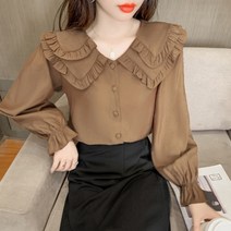 신사와아가씨 빅 카라 블라우스 프렌치 여성 상의 셔츠 프릴 긴팔 사계절