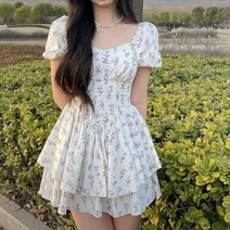 [ HQ945# ] 플라워 미니 캉캉 화이트 퍼퓸 원피스