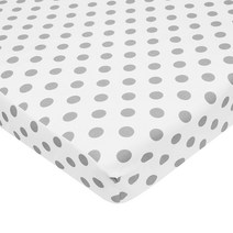 White With Gray Dot American Baby Company 100% Natural Cotton Percale Fitted Portable/Mini Crib She, 1