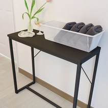 올콘솔테이블 1000 슬림 철제 미니화장대, 블랙.