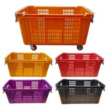 [카트모아] 이사바구니 바퀴장착가능 운반상자 다양한색상 두께감있어 튼튼합니다, 바퀴장착, 검정색