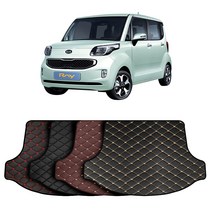 기아 레이 (하단수납없음) 맞춤 가죽 에디션 트렁크매트+뒷열 등받이커버 풀세트 차박 캠핑, 브라운