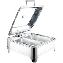 사각 챠핑디쉬 푸드워머 배식대 워머기 음식 보온기, 직사각형 이중 구획 13.5리터/플러그인