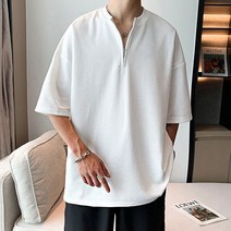 UNK 앞지퍼 브리넥 오버핏 남자 남성 반팟 무지 포인트 셔츠 패션 3WAB0A8E