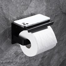 홈바내쓰 호텔식 욕실 휴지걸이 무타공 화장지 케이스 화장실 선반형 홀더, 블랙