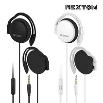 NXT-300E 클립형 4극 통화가능 귀걸이형 귀안아픈 이어폰, 블랙