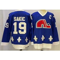 아이스하키장비 Sakic 유니폼 19 Quebec 아이스 하키 저지 Forsberg 레트로 스포츠 스웨터 올드 팀 문자 번, 01 19 Blue_02 M