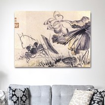 나봄갤러리 현재 심사정 - 하저해합도 연꽃과 게 한국화 게그림 연꽃그림 해도, 5.캔버스 액자
