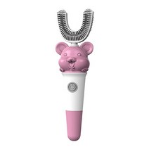 u자형 칫솔 어린이 유아 아이들 방수 솔 머리 손잡이 실리콘 솔을 가진 전동, [02] Pink