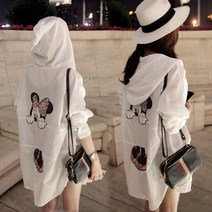 tagi 데일리 여자 오버핏 후드 바람막이 경량 롱코트 빅사이즈 자외선 차단 가디건 봄여름 YM2157B