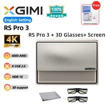 XGIMI RS Pro 3 프로젝터 4K 듀얼 라이트 레이저 LED 4000 Ansi DLP 비머 비디오 홈 시어터 시네마 +, 04 100inch glass 2pcs