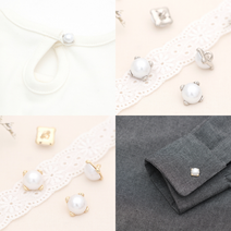 소잉데일리] 반콩 자개 진주 단추 모음 블라우스 원피스 의류 소품 다양한 디자인 여밈 장식 수선, 로맨틱 골드 74225, 8. 진주단추 2600