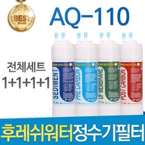 후레쉬워터 AQ-110 고품질 정수기 필터 호환 전체세트, 선택02_8인치 한방향 1년관리세트(4+2+1+1=8개)