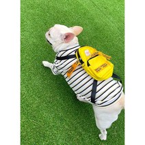 강아지 백팩 스트라이프 단가라 티셔츠 중형견옷 프렌치불독 퍼그 시바견 M-L