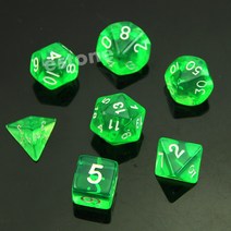 7-dice sided d4 d6 d8 d10 d12 d20 마법의 수집 rpg 폴리 게임 세트, 녹색
