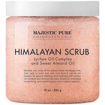 MAJESTIC PURE 히말라야 솔트 바디 스크럽 리치 오일 엑스폴리에이팅 스크럽으로 피부 각질 제거 및 보습 딥 클렌징 10온스, 10Fl 오즈(1팩)