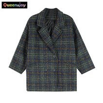 퀸앤조이 복고체크 피코트