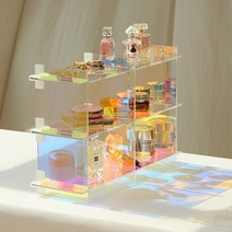 아크릴선반 투명 모던미드센추리 플라스틱 피규어 향수 2단 3단 모듈 선반 진열대 장식장, 브라운