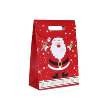 연말 선물 포장 쇼핑백 벨크로 잠금 손잡이 중형산타, 단품