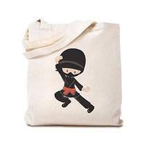 Custom Canvas Tote Reusable Shopping Bag Ninja Boy Style 5 Baby Clipart Beach Bags for Kids Natural, 1