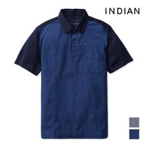 [INDIAN] 상하배색 블루톤 반팔 티셔츠_MITASUM2111