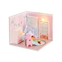 Spilay 스필레이 인형의 집 DIY 미니어처 나무 가구 키트 먼지 커버와 LED 모형의 핸드메이드 미니 코너 성인 여자친구 생일 선물 캔 결합 1:24 스케일 창의적인 장난감, 더스트 커버가 있는 게임실