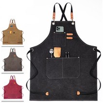 엔템 캔버스 청앞치마 방수 바리스타 미용 작업용 목공 빅사이즈, 캔버스앞치마(그레이)