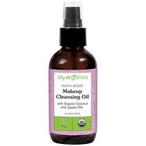 Sky Organics Youth Boost 메이크업 클렌징 오일 얼굴용 USDA 인증 유기농 클렌징 보습 및 영양 공급 118.3ml(4액량 온스)