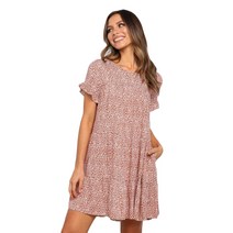 여성 여름 드레스 Boho 꽃 무늬 인쇄 드레스 라운드 넥 짧은 소매 루스 포켓 드레스 XL