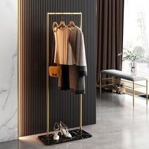 고급 행거 소형 옷매장 쇼룸 스탠드 대리석 인테리어, 사각 행거 길이 60cm 골드 프레임  화이트