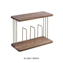 북유럽 벽걸이 선반 인테리어 후크 장식 블랙 월넛 책장 벽 선반 데스크탑 책 랙 수납 랙, 책장황동 스톱로드 3개 포함, 2층