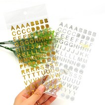 영문 레터링 이니셜 골드 실버 숫자 스티커 다이어리 꾸미기, 실버동글