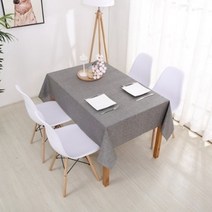 솔디몬 린넨 식탁보 방수 테이블보탁보 방수 테이블보 북유럽 캠핑 생일 파티 야외, 4인(130x180), 그레이