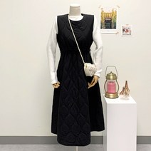 베이글리샵 / 퀼리 퀼팅 라운드 77 패딩 후레아 원피스