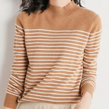 데일로엔 여성용 바텀 스트라이프 여성 긴팔 반폴라